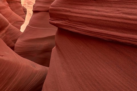 Antelope Canyon, narrow canyons of red sandstone with impressive plays of light and shadow,