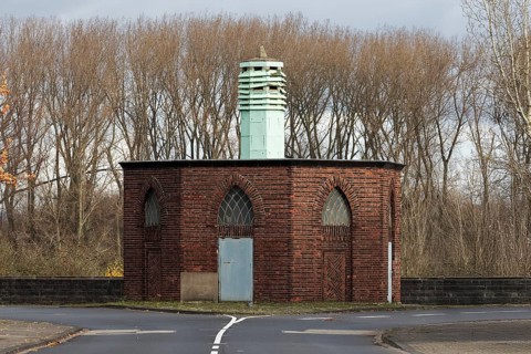 Transformer house of the Cologne gas and electricity works from 1928, octagonal brick building in