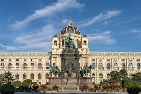 Maria Theresa Square with the Maria Theresa Monument and the Natural History Museum in Vienna,