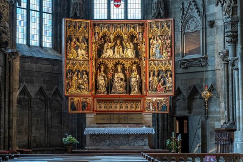 Wiener Neustädter Altar in the interior of St Stephen's Cathedral in Vienna, Austria, Europe