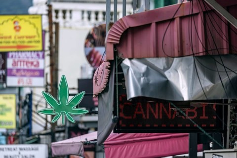 Legalisation of narcotics in Thailand. Cannabis is offered for sale in many places. Bangla Walking