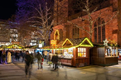 Christmas market at St. Reinoldi Church, Dortmund, Ruhr area, North Rhine-Westphalia, Germany,