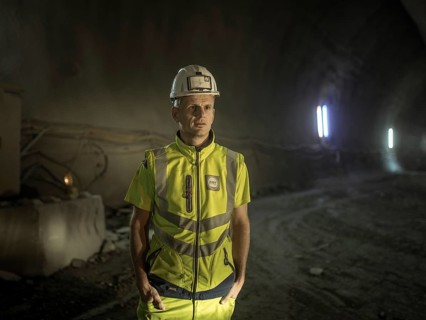 Graduate engineer (FH) Sebastian Reimann in construction lot H53, Brenner Base Tunnel, Wolf, Tyrol,