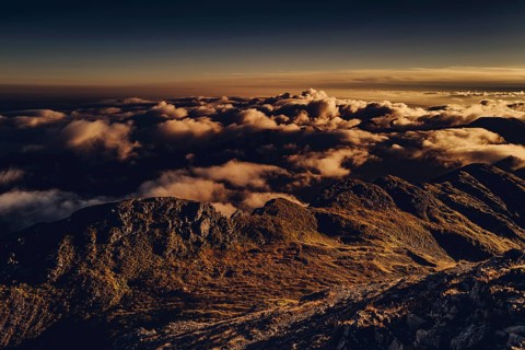 Sunrise hike on the Hochplatte in the Ammergau Alps, Ammergebirge in the Allgäu, Bavaria, Germany,