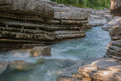 Rocks and clear water, Taugl creek, Bad Vigaun, Austria, Europe