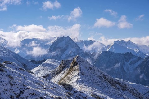 View above the Hoefatsblick station on the Nebelhorn to the Hoefats, 2259m, Allgäu Alps, Allgaeu,