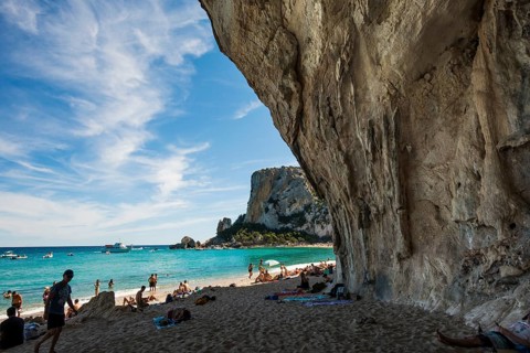 Rocky coast and beach, Cala Luna, Gulf of Orosei National Park, Parco Nazionale del Gennargentu e