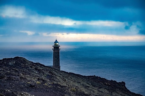 Lighthouse at Punto de Orchilla at dusk, El Hierro, Canary Islands, Spain, Europe
