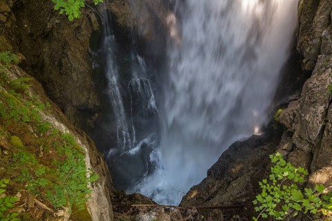 Flowing water of the Schwarzbach creek, Golling Waterfall, Golling an der Salzach