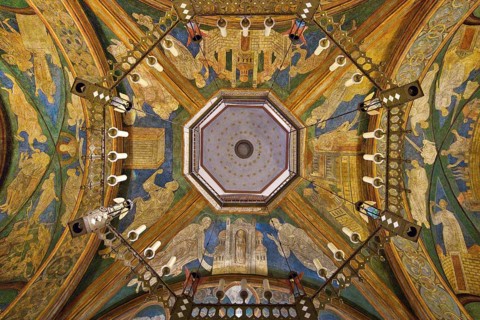 St. Maria and Clemens, view from the lower church through the opening to the ceiling of the upper