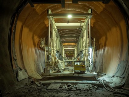 Rear section of the Wilma double-shield tunnel boring machine in the H53 construction lot, Brenner