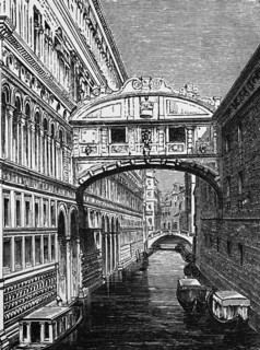 Ponte dei Sospiri, Bridge of Sighs, arched bridge over the Rio di Palazzo, leading from the Palazzo