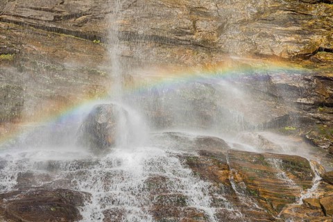 Rainbow. Melnikfall, a waterfall located at the Malta Hochalm road. Carithia, Austria, Europe