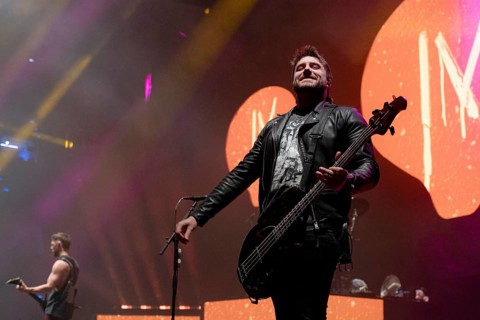 Jamie Mathias from Bullet For My Valentine live on The Poisoned Ascendancy EU Tour 2025 Celebrating