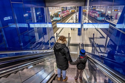 Modern underground station of the Wehrhahn line, Schadowstraße, 6 new stations, opened in 2016, of