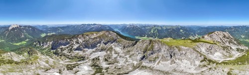 Aerial view, summit ridge of the Unnütz, behind Achensee and Seekarspitze, Unnütz crossing,