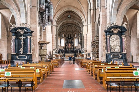Interior of St Peter's Cathedral, UNESCO World Heritage Site in Trier, Rhineland-Palatinate,