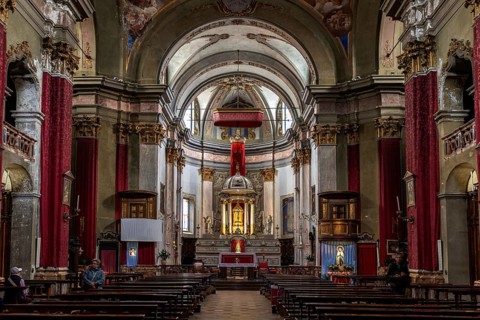Catholic Church Collegiata di San Vittore, interior view, nave, Cannobio, Lake Maggiore, Province