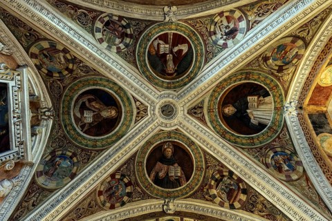 Church, ceiling fresco of the parish church of Santa Maria del Sasso, interior view, Morcote, Lake