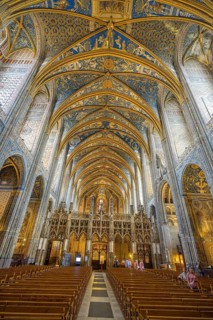 Ceiling fresco and rood screen in St Cecilia's Cathedral, Albi, Département Tarn, France, Europe