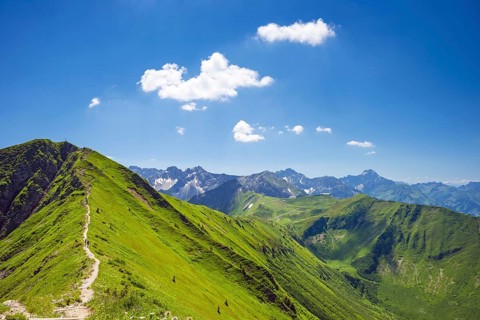 Hiking trail from Söllereck to Fellhorn, 2038m, Allgäu Alps, Bavaria, Germany, Europe