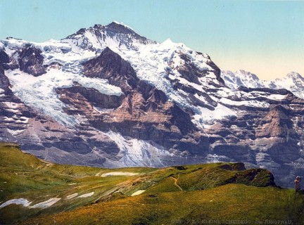 Jungfrau und Scheidegg, Bernese Oberland, Switzerland, Historic, digitally restored reproduction