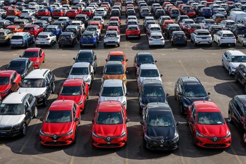 Duisburg, North Rhine-Westphalia, Germany, new cars, transhipment centre, car terminal in Duisburg