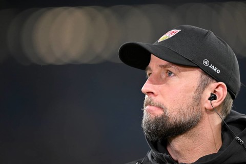 Coach Sebastian Hoeneß VfB Stuttgart Portrait pensive looking up PreZero Arena, Sinsheim,