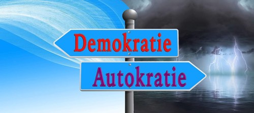 Symbolic image, democracy versus autocracy, US democracy in danger, EU and Germany under political