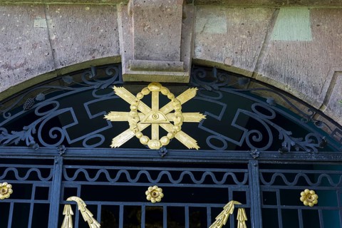 Eye of Providence symbol at the Boettger crypt, early classicist crypt at the cemetery in