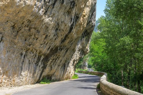 One-way road in the Tarn Gorge, Massegros Causses Gorges, Les Baumes Hautes, Département Lozère,