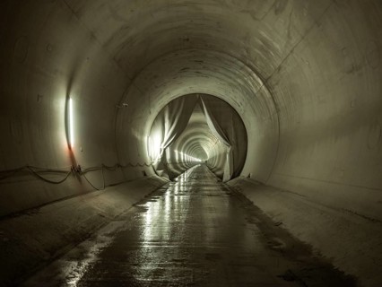 Completed tunnel section in construction lot H41, Brenner Base Tunnel, Zenzendorf, Tyrol, Austria,