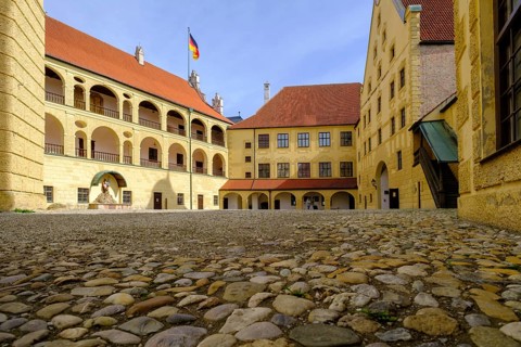 Inner courtyard, Trausnitz Castle, Landshut, Lower Bavaria, Bavaria, Germany, Europe