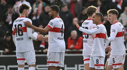 Goal celebration Atakan Karazor VfB Stuttgart (16) Josha Vagnoman VfB Stuttgart (04) Enzo Millot