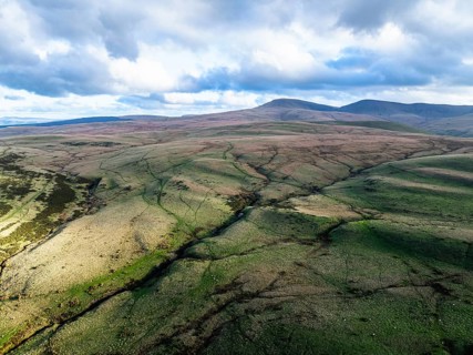 Black Mountain from a drone, Brecon Beacons National Park, Carmarthenshire, Wales, England, United