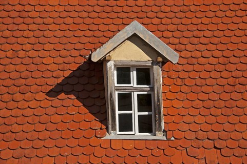 Dormer window, plain tile roof panels, Germany, Europe