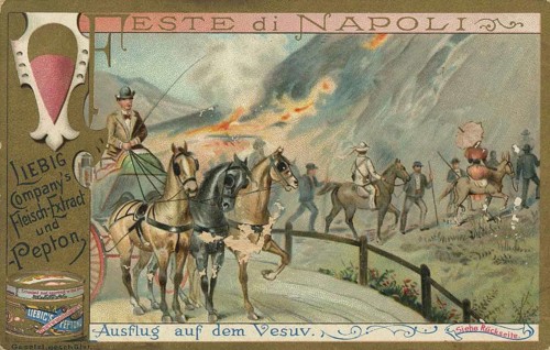 Picture series Feste di Napoli, excursion on Mount Vesuvius, Naples, Italy, Liebig picture,