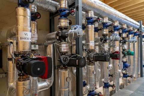 Pipelines, control elements of the heat storage tank of a biogas plant, 5000 cubic metres of hot