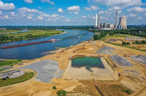 Dinslaken, Voerde, North Rhine-Westphalia, Germany, Emscher estuary into the Rhine. Construction