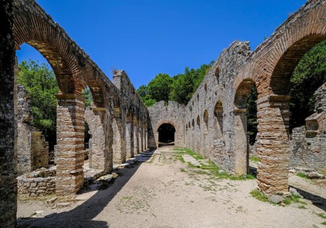 Butrint, Ksamil, Albania, The large Byzantine basilica in ancient Butrint, World Heritage Site
