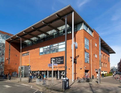 Students outside The Arts Centre, The City of Liverpool College, Myrtle Street, Liverpool, England,