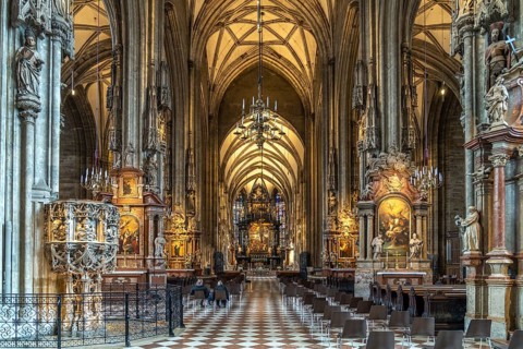 Interior of St Stephen's Cathedral in Vienna, Austria, Europe