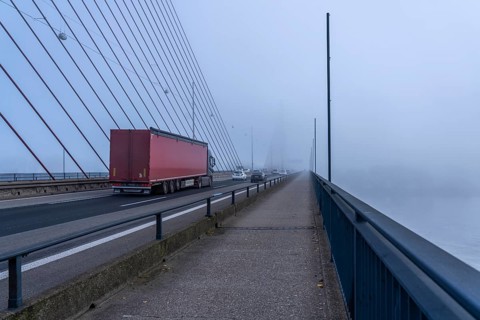 Friedrich-Ebert-Bridge over the Rhine near Bonn, also called North Bridge, motorway bridge of the