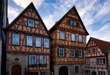Row of houses, former deaconry, half-timbered houses, Schiller town of Marbach am Neckar,