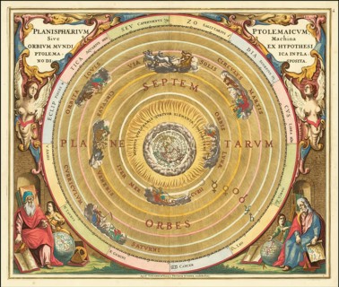 Claudius Ptolemy's geocentric model of the Universe, 1660, digital improved reproduction of a work