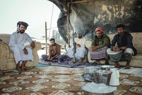 Camel traders' tent at the camel souk in Salalah, Dhofar, Oman, Asia