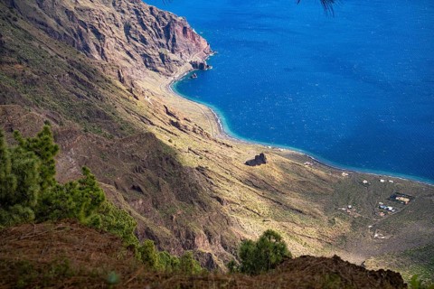 View from the Mirador de Las Playas to the east coast near Las Playas, El Hierro, Canary Islands,