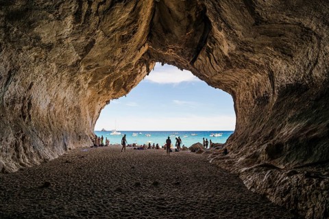 Cave and beach, Cala Luna, Gulf of Orosei National Park, Parco Nazionale del Gennargentu e del