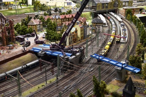 Mobile crane at Miniatur Wunderland Hamburg, Germany, Europe