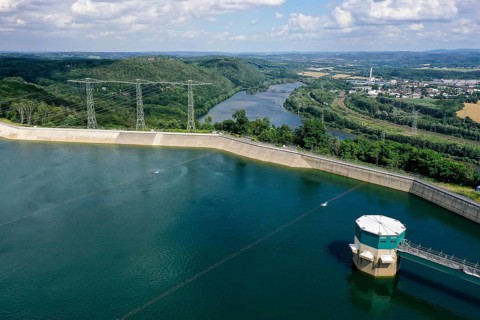 Herdecke, North Rhine-Westphalia, Germany - RWE Herdecke pumped storage power station on Lake